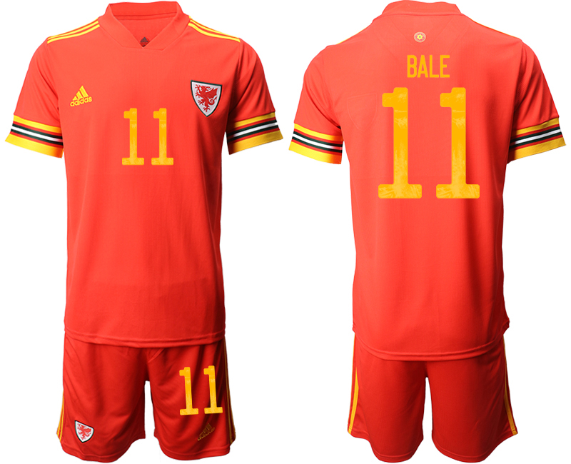 Men 2021 European Cup Welsh home red #11 Soccer Jersey->welsh jersey->Soccer Country Jersey